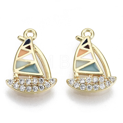 Brass Micro Pave Cubic Clear Zirconia Charms KK-N232-120-NF-1