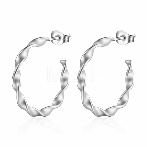 Non-Tarnish Stainless Steel C-shape Stud Earrings for Women GN3700-2-1