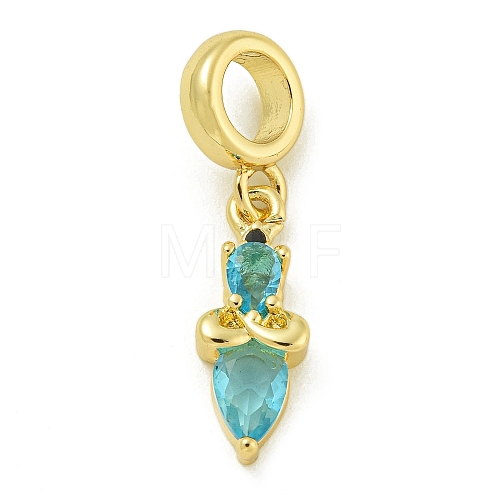 Rack Plating Brass Pave Light Blue Cubic Zirconia Lipstick European Dangle Charms KK-Z067-53G-1