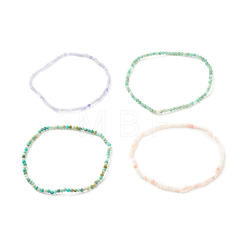 Gemstone Round Beaded Stretch Bracelet for Women BJEW-JB07748-1