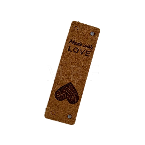 Rectangle with Heart Imitation Leather Label Tags PW-WGCF74B-04-1