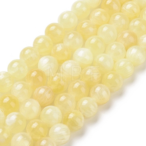 Electroplated Natural Yellow Selenite Beads Strands G-N328-025E-03-1-1