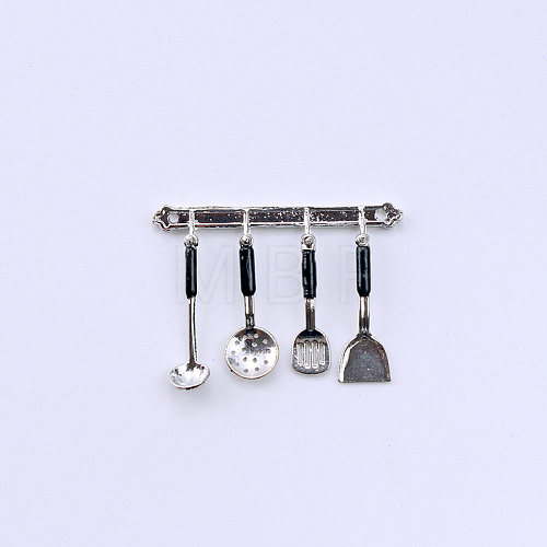 Mini Alloy Ladle & Sloted Spoon & Pan Turners & Hook Hanger MIMO-PW0003-151B-1