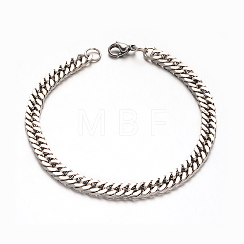 Tarnish Resistant 304 Stainless Steel Curb Chain Bracelets BJEW-M167-10P-1