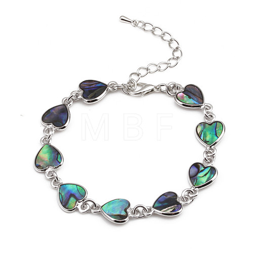 Colorful Abalone Shell Bracelet and Heart-shaped Love Bracelet ST8938894-1