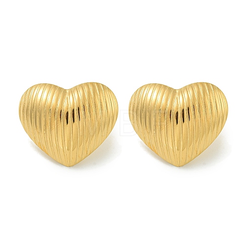 Heart Ion Plating(IP) 304 Stainless Steel Stud Earrings EJEW-G400-30G-1