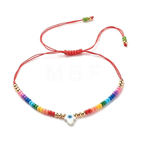 Adjustable Evil Eye Braided Bead Bracelets BJEW-JB07523-02-1