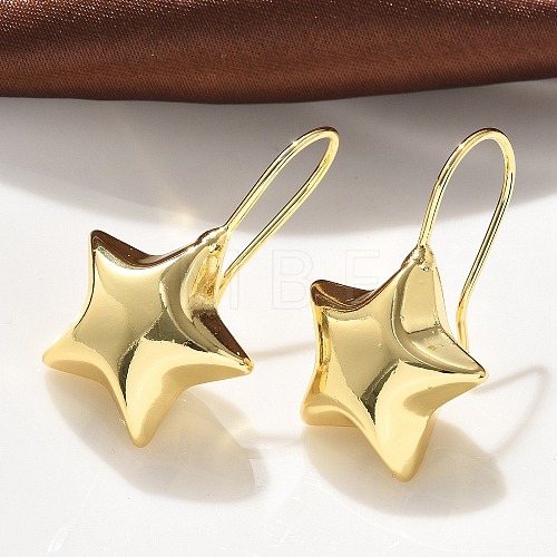 Star Brass Dangle Earrings EJEW-B132-05G-1