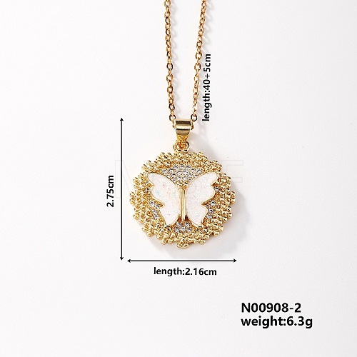 Cute Brass Micro Pave Clear Cubic Zirconia Pendant Necklaces for Women RS8490-1-1