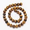 Yellow Tiger Eye Frosted Round Bead Strands G-N0166-45-10mm-3