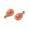 304 Stainless Steel Pave Natural Rhodochrosite Teardrop Charms STAS-B074-04G-01-2