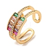 Brass with Cubic Zirconia Open Cuff Rings RJEW-B052-09G-1