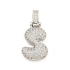 Brass Micro Pave Clear Cubic Zirconia Pendants KK-B099-01P-S-1