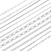 6Pcs 6 Styles 304 Stainless Steel Figaro Chain & Curb Chain & Box Chain & Water Wave Chain & Cable Chain Necklaces Sets for Women NJEW-TADJ0003-2