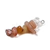 Gradient Color Natural Quartz Crystal & Natural Red Aventurine & Natural Sunstone & Natural Topaz Jade Chip Beaded Pendants PALLOY-JF02790-09-2