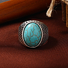 Zinc Alloy with Synthetic Turquoise Finger Rings CJ8951-1-2