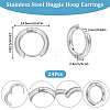 SUNNYCLUE 12 Pairs 202 Stainless Steel Huggie Hoop Earrings with 316 Surgical Stainless Steel Pins EJEW-SC0001-40P-2