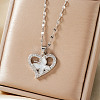 Elegant Brass Clear Cubic Zirconia Hollow Design Butterfly Heart Pendant Necklaces for Women XC3583-1