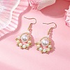 Paw Print Imitation Pearl & Glass Seed Beads Dangle Earrings EJEW-MZ00386-3