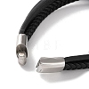 Men's Braided Black PU Leather Cord Multi-Strand Bracelets BJEW-K243-04AS-4
