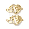Brass Micro Pave Clear Cubic Zirconia Double Heart Links Connector Charms KK-M287-01G-1