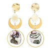 201 Stainless Steel & Natural Paua Shell Pendants Dangle Earrings EJEW-JE07456-01-3