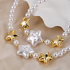 Brass Star Bracelets & Necklaces Sets for Women CA5711-1-2