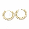 Natural Fossil Beaded Hoop Earrings for Women EJEW-C003-03J-RS-1