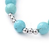 Synthetic Turquoise Stretch Charm Bracelets BJEW-JB04692-03-3