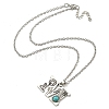 Letter A~Z Antique Silver Plated Alloy with Synthetic Turquoise Pendant Necklaces NJEW-G080-01M-3