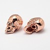 Skull Brass Micro Pave Cubic Zirconia Beads ZIRC-F018-03M-2