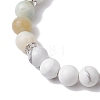 Natural Howlite & Flower Amazonite Round Beaded Stretch Bracelets BJEW-TA00528-03-3