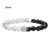 Polygon Synthetic Howlite & Natural Black Agate Beaded Stretch Bracelets WG9FB4D-02-1
