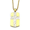 Duo Tone 304 Stainless Steel Rectangle Dog Tag with Cross Pendant Necklaces for Men WGBC7F7-02-4