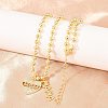 Mother's Day Brass Micro Pave Clear Cubic Zirconia Mom Heart Pendant Necklaces for Women NJEW-A071-06A-G-1