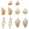 10Pcs 5 Styles Electroplated Natural Mixed Shell Pendants BSHE-YW0001-22-1