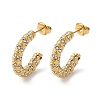 Real 18K Gold Plated 304 Stainless Steel with Glass Ring Stud Earrings EJEW-Z026-18G-05-1