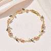 Brass Glass Flower Link Chain Bracelets KK-CBA7DFA-01G-03-1