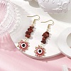 Evil Eye Natural Red Jasper Chip & Seed Beads Dangle Earrings EJEW-MZ00166-03-2