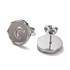 Tarnish Resistant 304 Stainless Steel Flat Round with Moon Ear Studs for Women EJEW-P234-15P-2