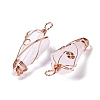 Natural Quartz Crystal Copper Wire Wrapped Big Pendants G-B073-02RG-04-2