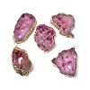 Dyed Natural Druzy Agate Slice Nuggets Links Connector Charms G-P614-04G-03-1