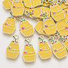 Light Gold Plated Alloy Enamel Pendants X-ENAM-N150-01-1