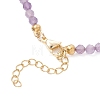 3Pcs 3 Styles Brass Heart Locket Pendant Faceted Round  Natural Amethyst & Rose Quartz & Dyed Agate Beaded Necklaces NJEW-JN05737-6