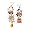 Alloy Crystal Rhinestone and Orange Enamel Spider Dangle Asymmetrical Earrings EJEW-P319-04G-2