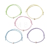 5Pcs 5 Colors Brass Star Braided Bead Bracelet BJEW-JB09737-04S-1