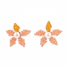 Natural Pearl & Glass Seed Braided Beaded Flower Stud Earrings EJEW-MZ00021-3