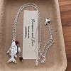 Vintage Alloy Fish Pendant Necklaces with Plastic & Glass Beads Tassel WG3AD88-02-2