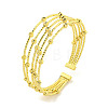 Rack Plating Brass Multi-Strand Round Ball Open Cuff Bangles for Women BJEW-P322-02G-1