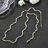 Brass Micro Pave Clear Cubic Zirconia Wave Link Chain Necklaces for Women NJEW-B157-22G-1
